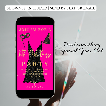 Little Black Dress Video Invitation | Mobile Prom Sendoff Animated Invite | Canva Video Evite Template
