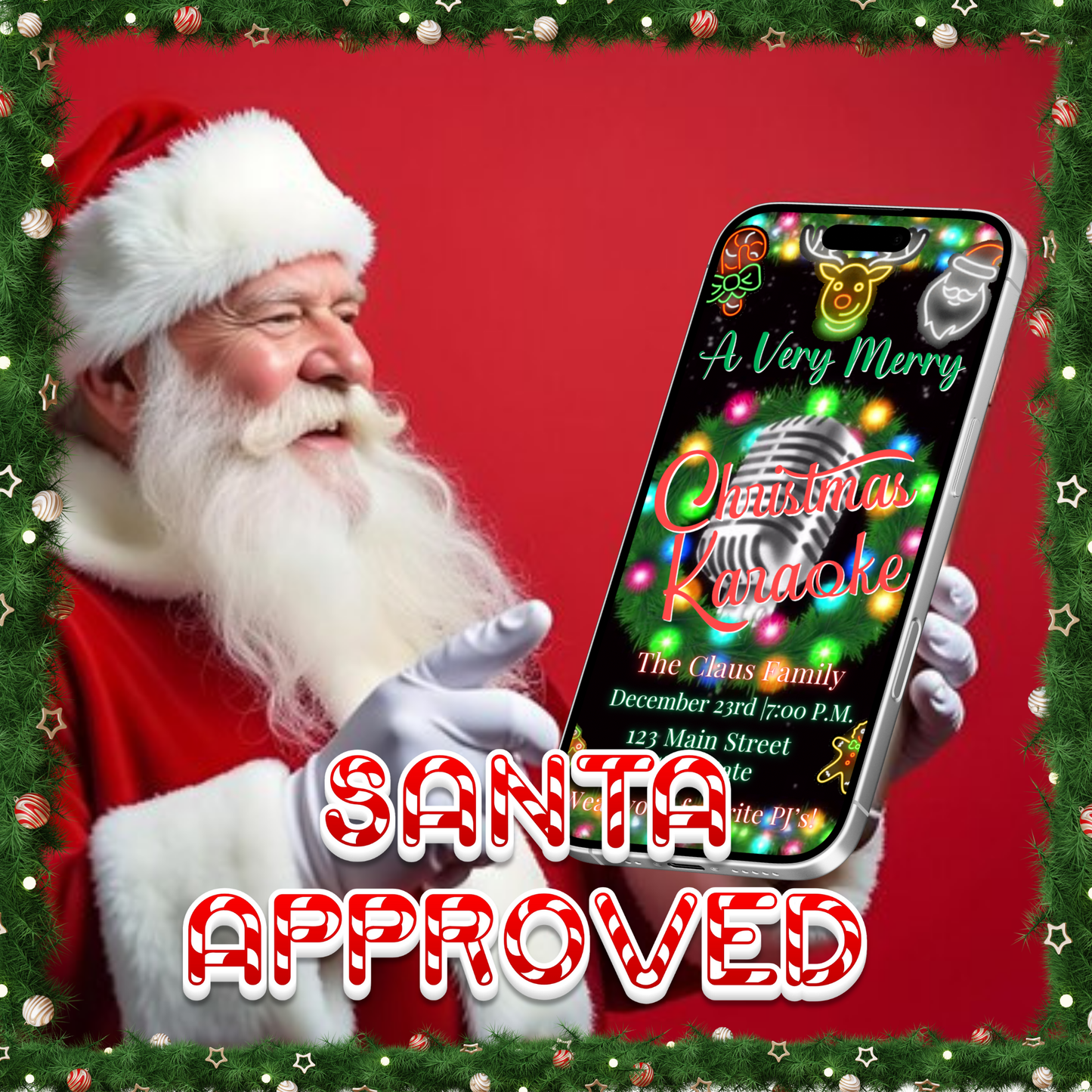 Christmas Karaoke Video Invitation – Editable Holiday Singalong Party Evite with Music