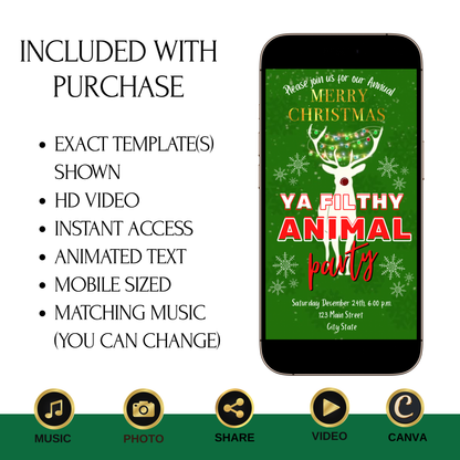 Ya Filthy Animal Christmas Video Invitation – Editable Christmas Vacation Evite