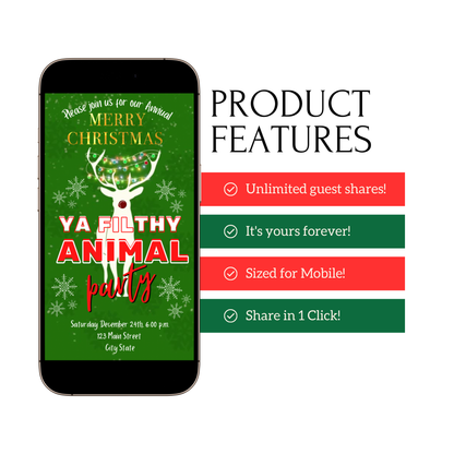 Ya Filthy Animal Christmas Video Invitation – Editable Christmas Vacation Evite