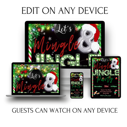 Christmas Party Video Invitation – Editable Mobile Holiday Evite with Music