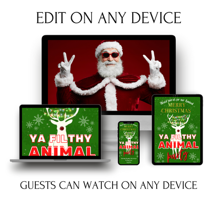 Ya Filthy Animal Christmas Video Invitation – Editable Christmas Vacation Evite