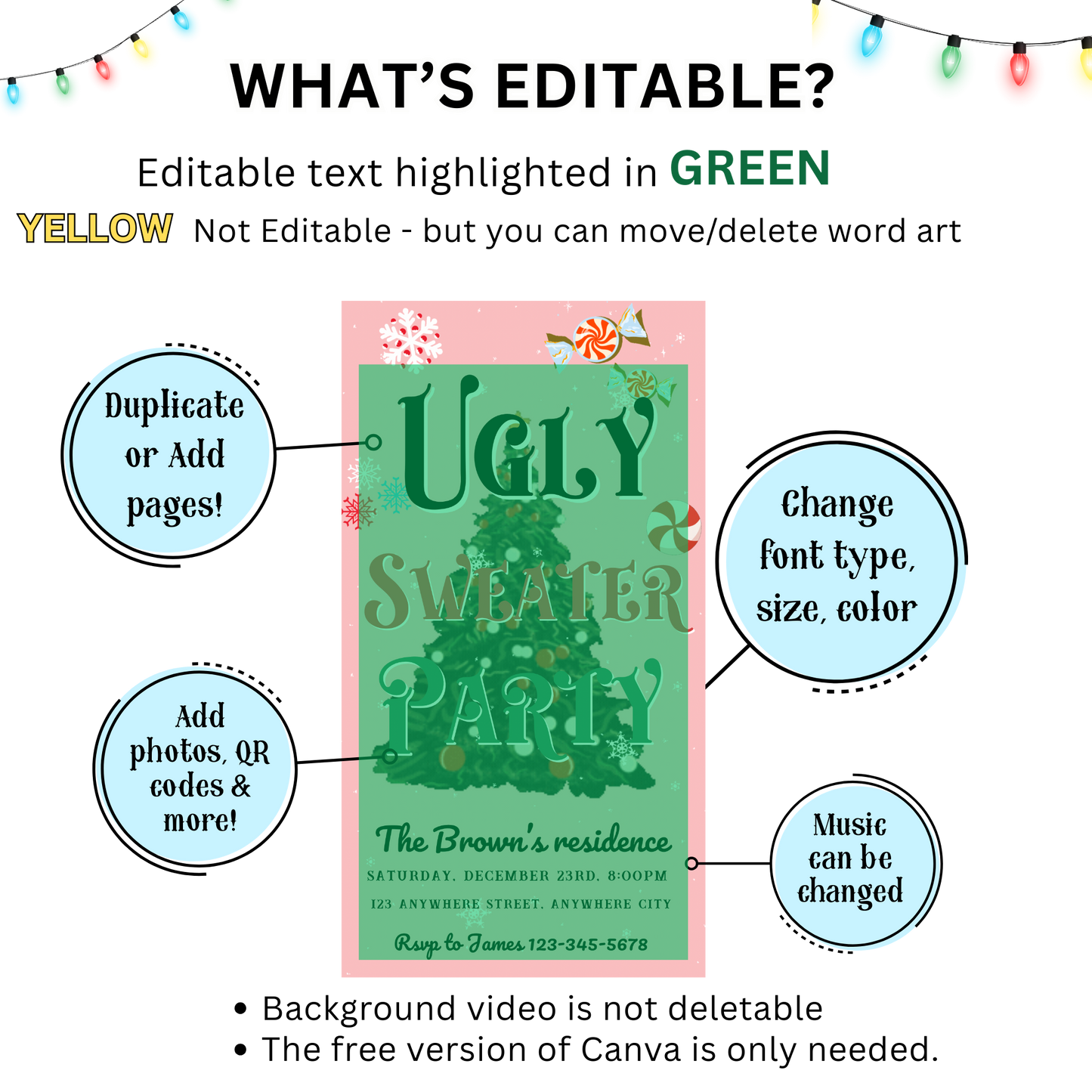 Ugly Sweater Christmas Video Invitation – Editable Pink Holiday Sweater Evite