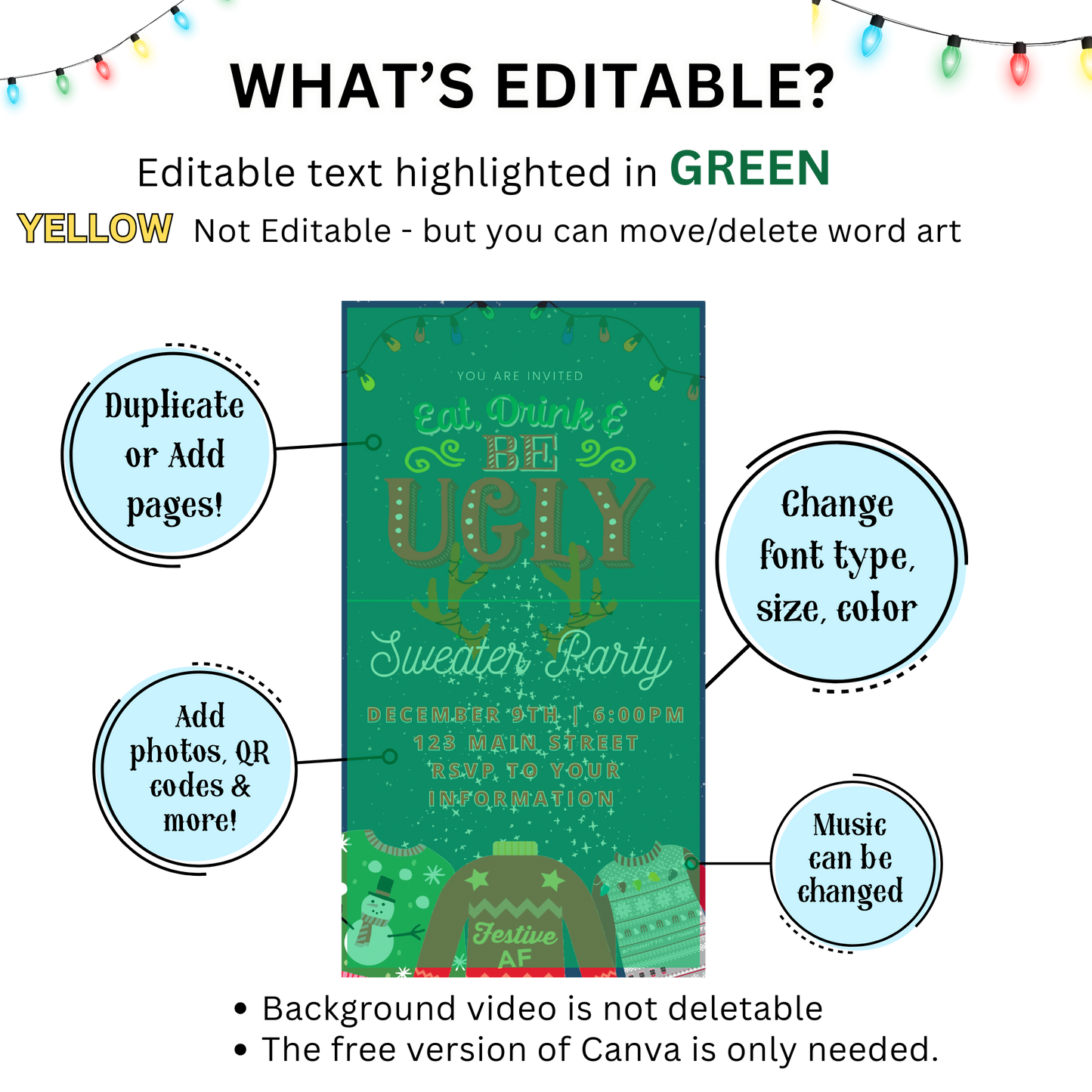 Ugly Sweater Christmas Video Invitation – Editable Holiday Sweater Evite