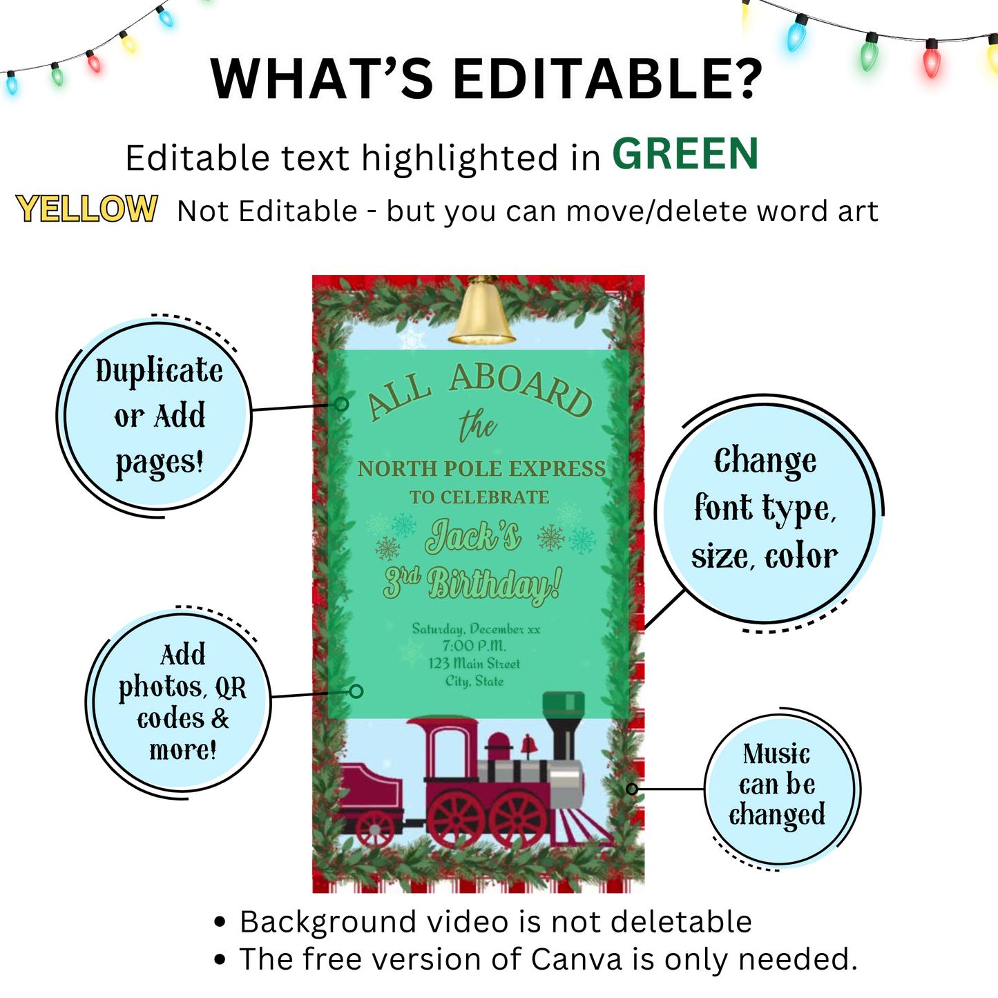 Christmas Train Party Video Invitation – Editable Mobile Holiday Boy Birthday Evite with Music