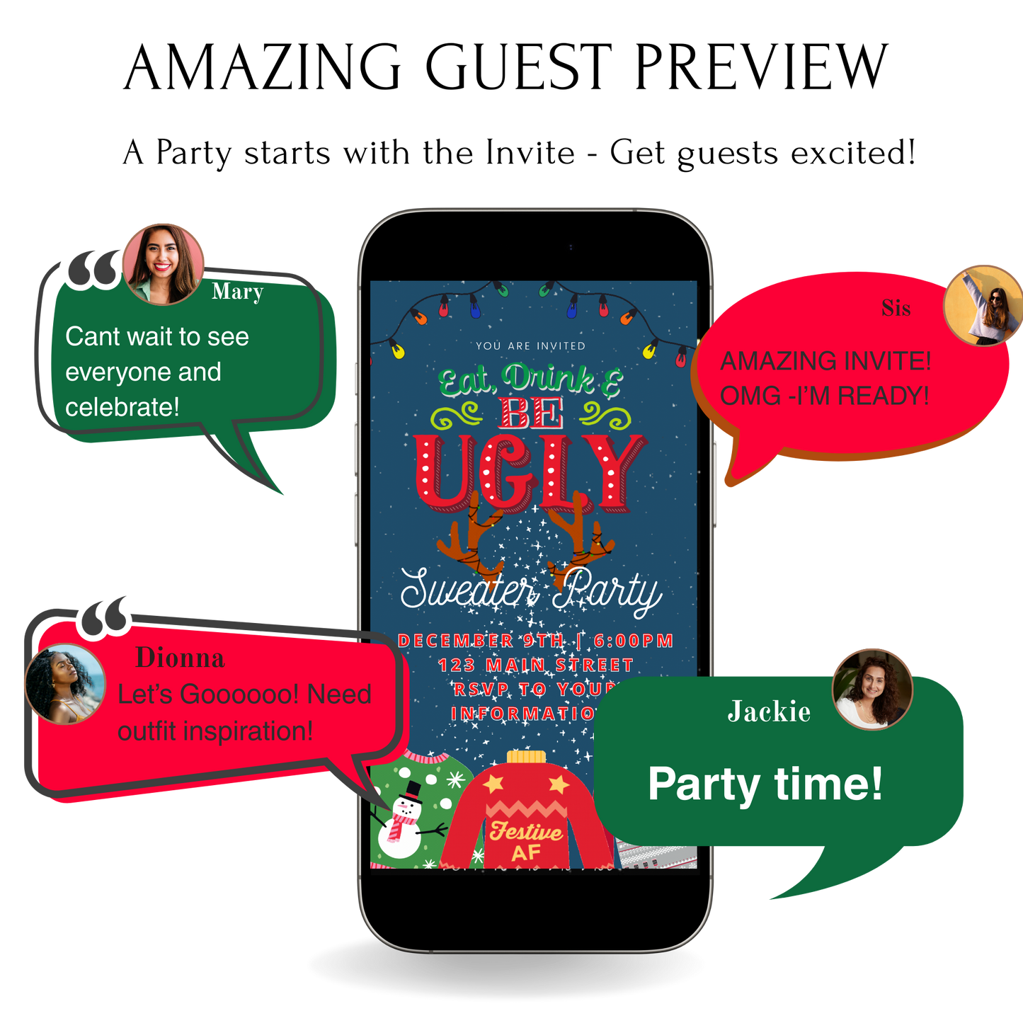 Ugly Sweater Christmas Video Invitation – Editable Holiday Sweater Evite