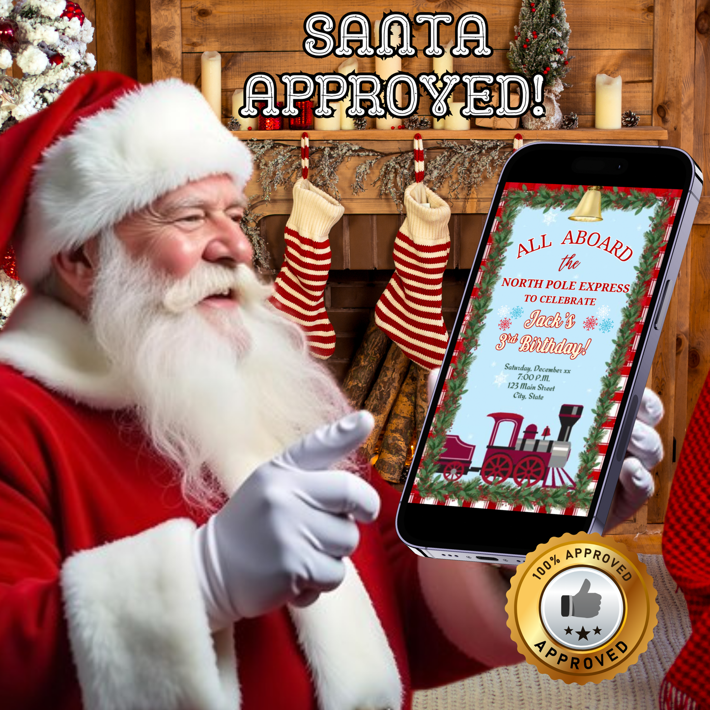 Christmas Train Party Video Invitation – Editable Mobile Holiday Boy Birthday Evite with Music