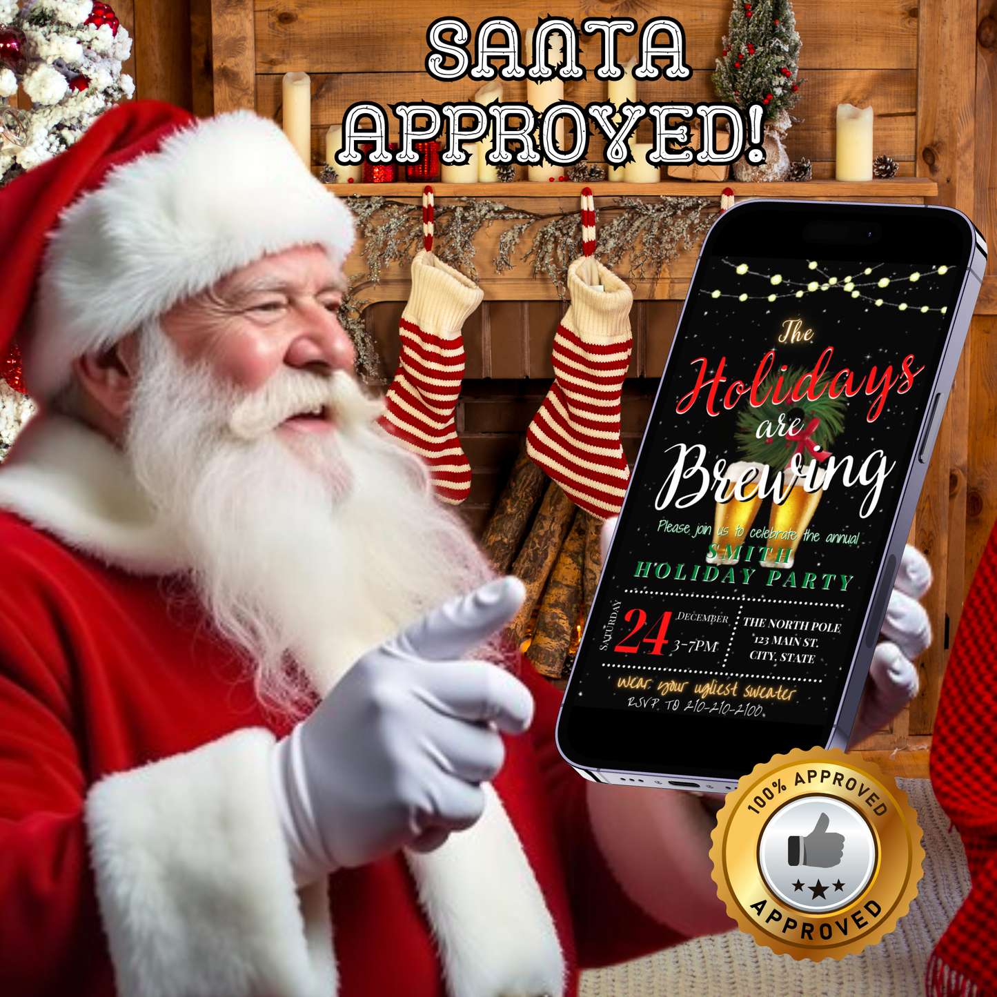 Christmas Cocktail Party Video Invitation – Editable Canva Holiday are Brewing Evite