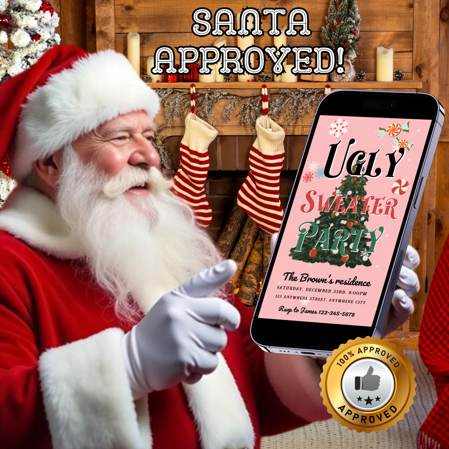 Ugly Sweater Christmas Video Invitation – Editable Pink Holiday Sweater Evite