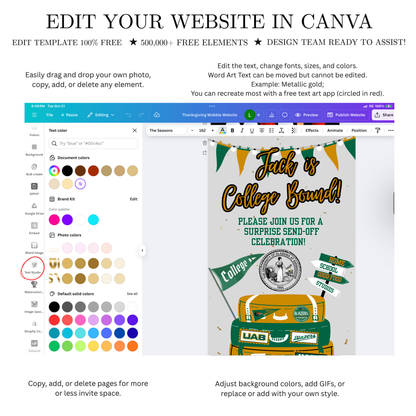 University of Alabama Birmingham College Sendoff Video Invitation | Editable Canva Template