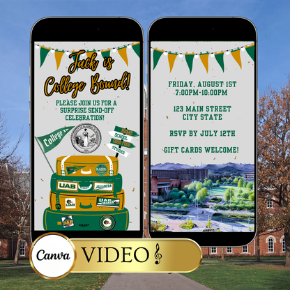 University of Alabama Birmingham College Sendoff Video Invitation | Editable Canva Template