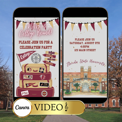 Videoeinladung zur Florida State University | Digitale FSU-Einladung | Bearbeitbare Canva-Vorlage