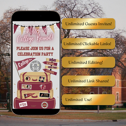 Videoeinladung zur Florida State University | Digitale FSU-Einladung | Bearbeitbare Canva-Vorlage