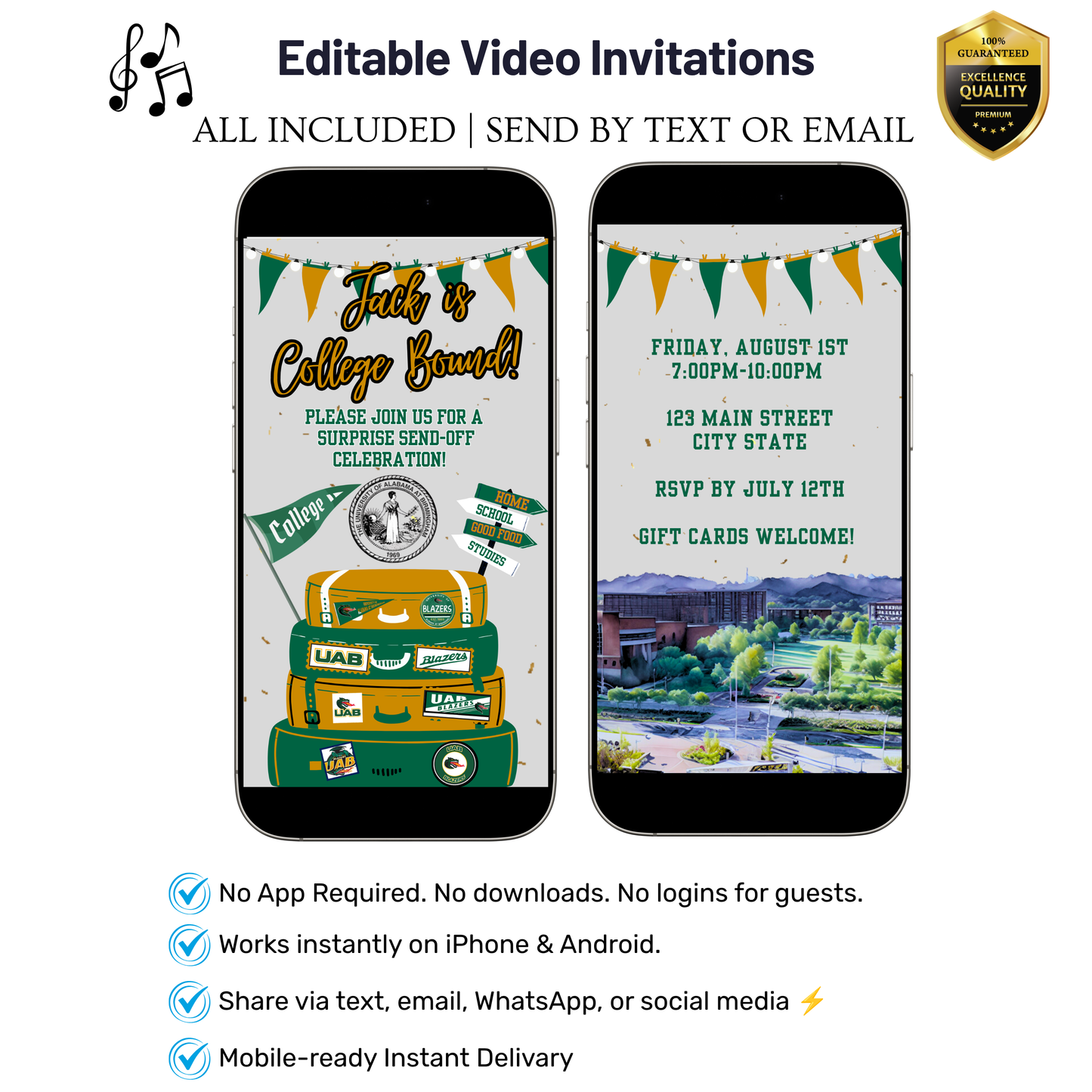 University of Alabama Birmingham College Sendoff Video Invitation | Editable Canva Template