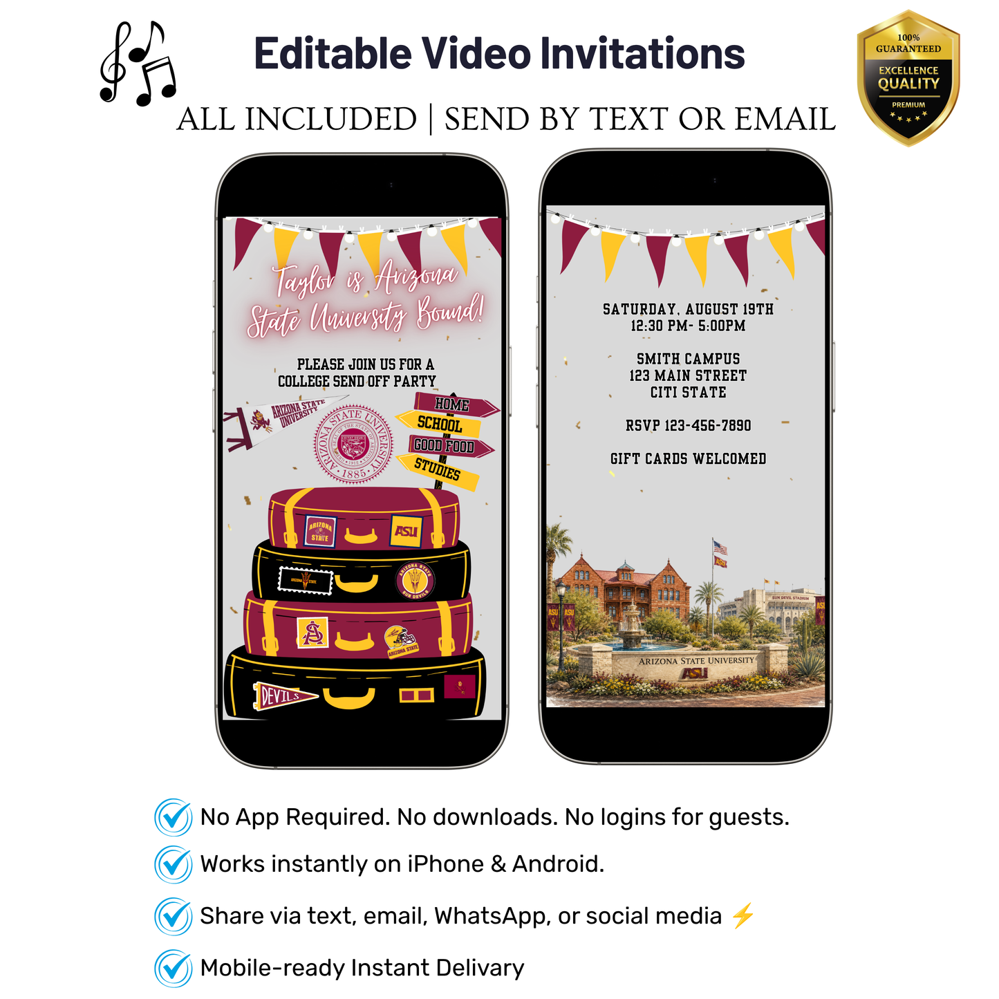 University of Arizona College Sendoff Video Invitation | Trunk Party Invite | Editable Canva Template