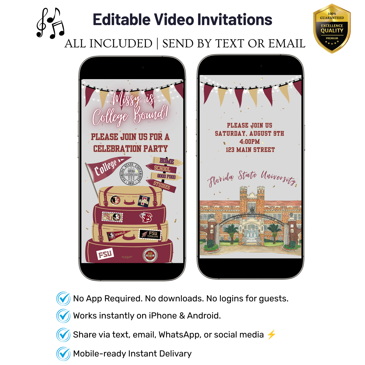 Videoeinladung zur Florida State University | Digitale FSU-Einladung | Bearbeitbare Canva-Vorlage