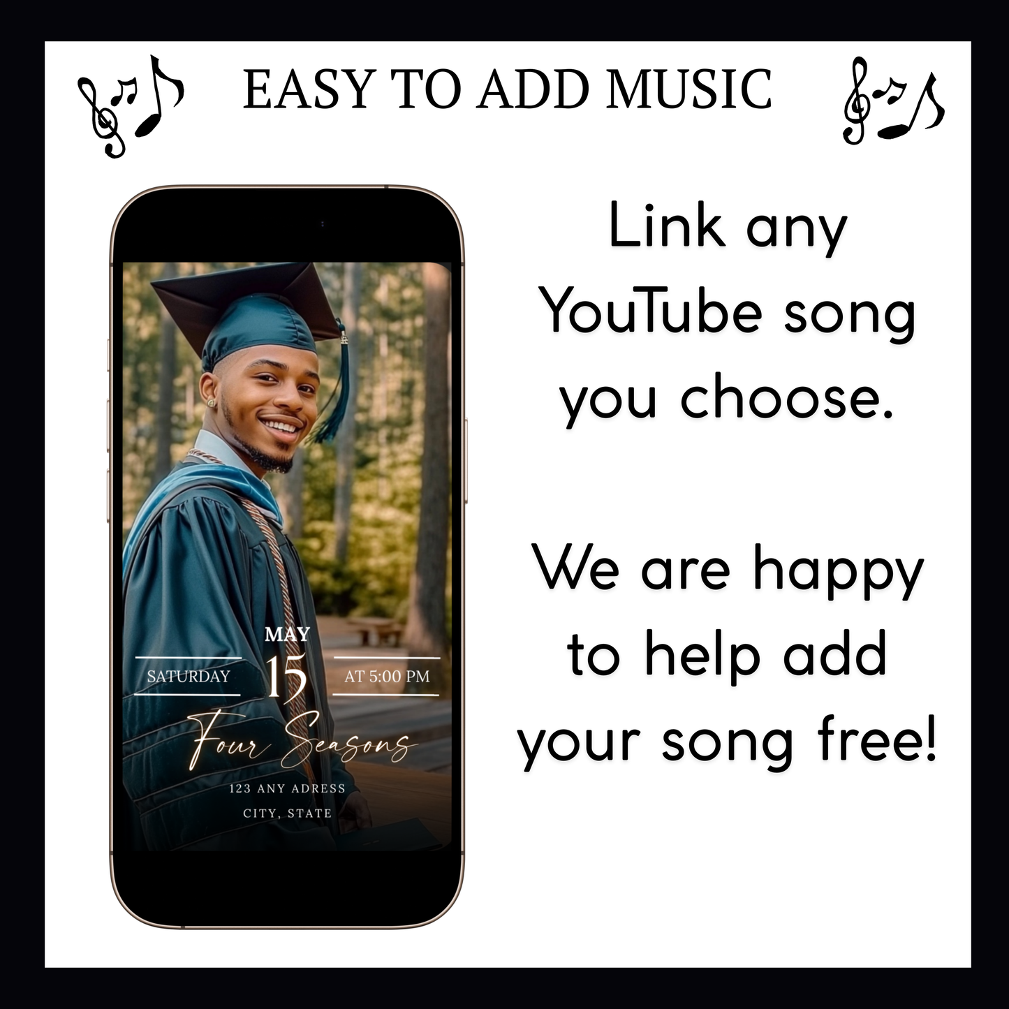 Videoeinladung zur Abschlussfeier 2026 | Digitale blaue Einladung zur Antwort (RSVP) | Bearbeitbare Online-RSVP-Vorlage (Canva)