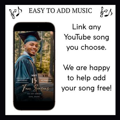 Videoeinladung zur Abschlussfeier 2026 | Digitale blaue Einladung zur Antwort (RSVP) | Bearbeitbare Online-RSVP-Vorlage (Canva)