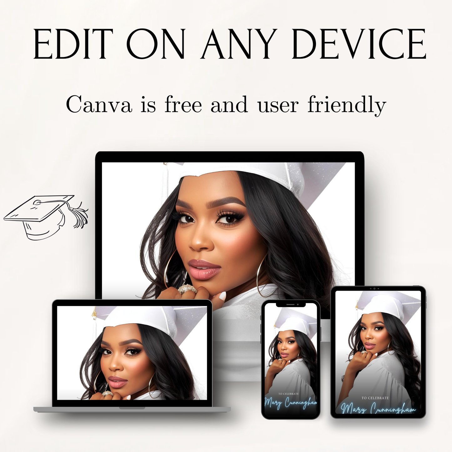 Videoeinladung zur Abschlussfeier 2026 | Digitale blaue Einladung zur Antwort (RSVP) | Bearbeitbare Online-RSVP-Vorlage (Canva)