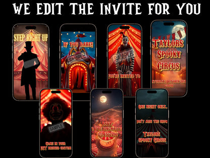 Halloween Circus Video Invitation | Personalized Scary Carnival Animated Evite