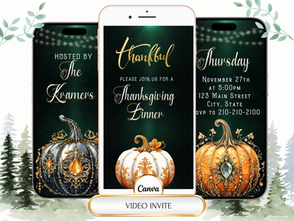 Editable Thanksgiving Video Invitation – Traditional Animated Friendsgiving Digital Evite