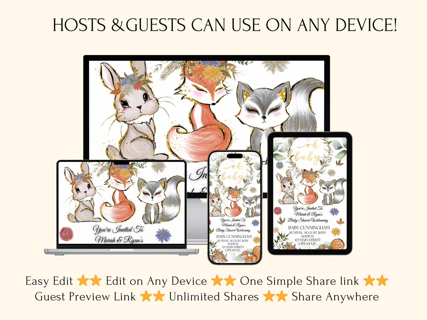 Fall Woodlands Shower Digital Thanksgiving Video Invitation