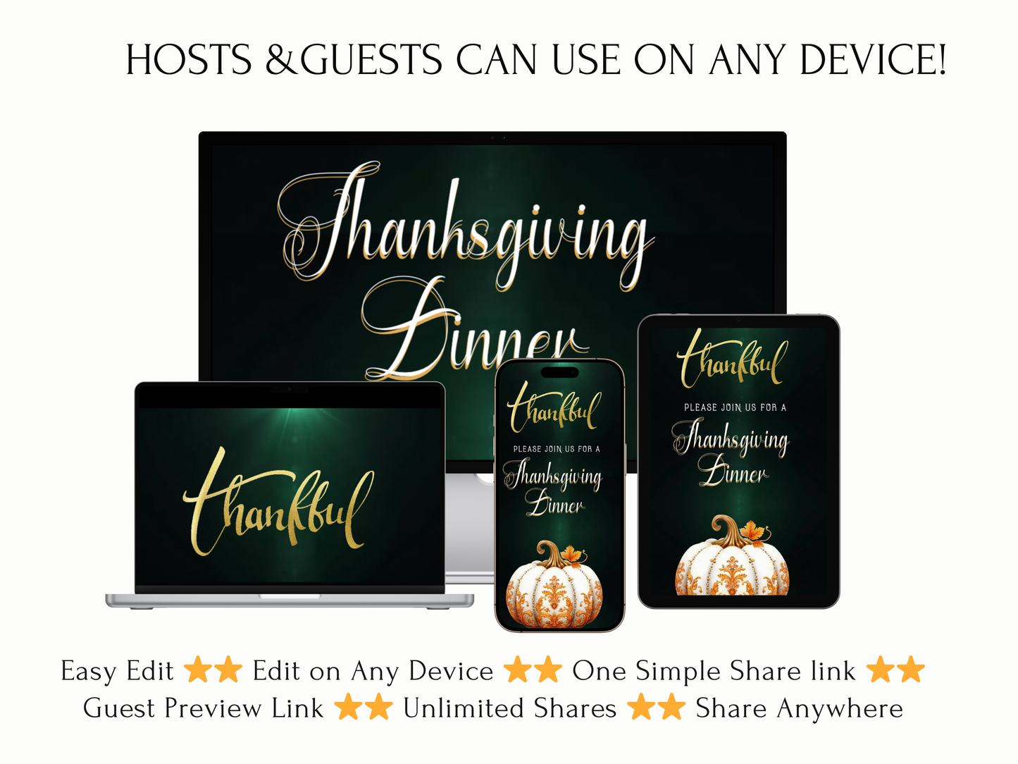 Editable Thanksgiving Video Invitation – Traditional Animated Friendsgiving Digital Evite