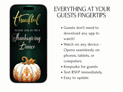 Editable Thanksgiving Video Invitation – Traditional Animated Friendsgiving Digital Evite