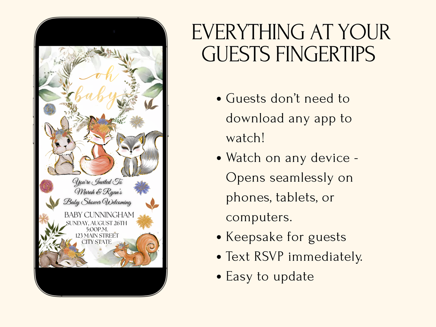 Fall Woodlands Shower Digital Thanksgiving Video Invitation