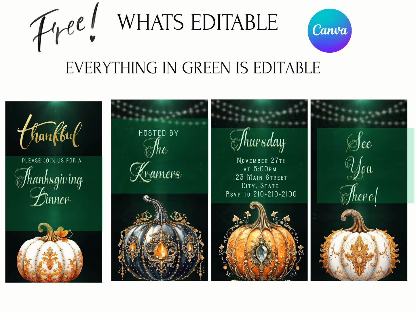 Editable Thanksgiving Video Invitation – Traditional Animated Friendsgiving Digital Evite