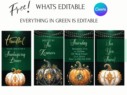 Editable Thanksgiving Video Invitation – Traditional Animated Friendsgiving Digital Evite