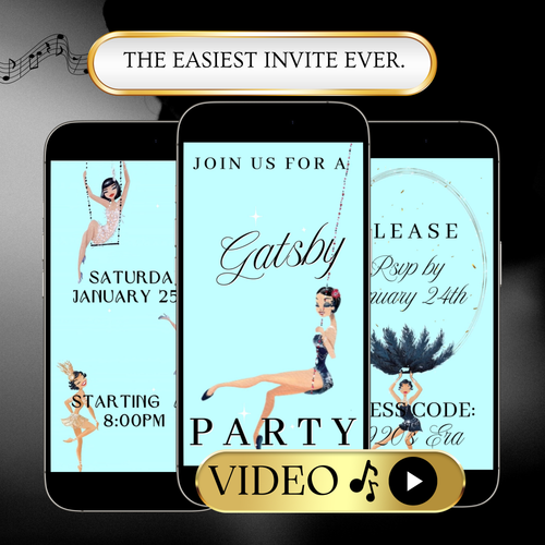 Gatsby-Videoeinladung – Einladung zu einer Party im Stil der Goldenen Zwanziger in einer Flüsterkneipe der 1920er Jahre