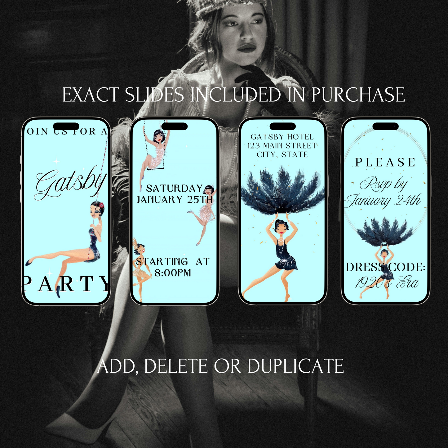 Gatsby-Videoeinladung – Einladung zu einer Party im Stil der Goldenen Zwanziger in einer Flüsterkneipe der 1920er Jahre