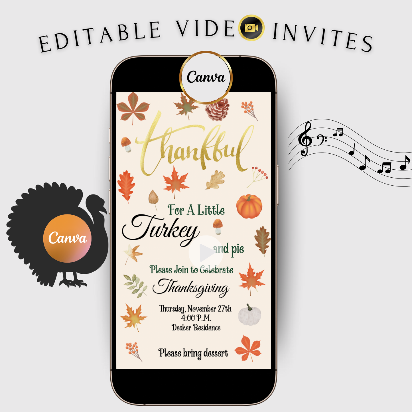 Digital Thanksgiving Video Invitation