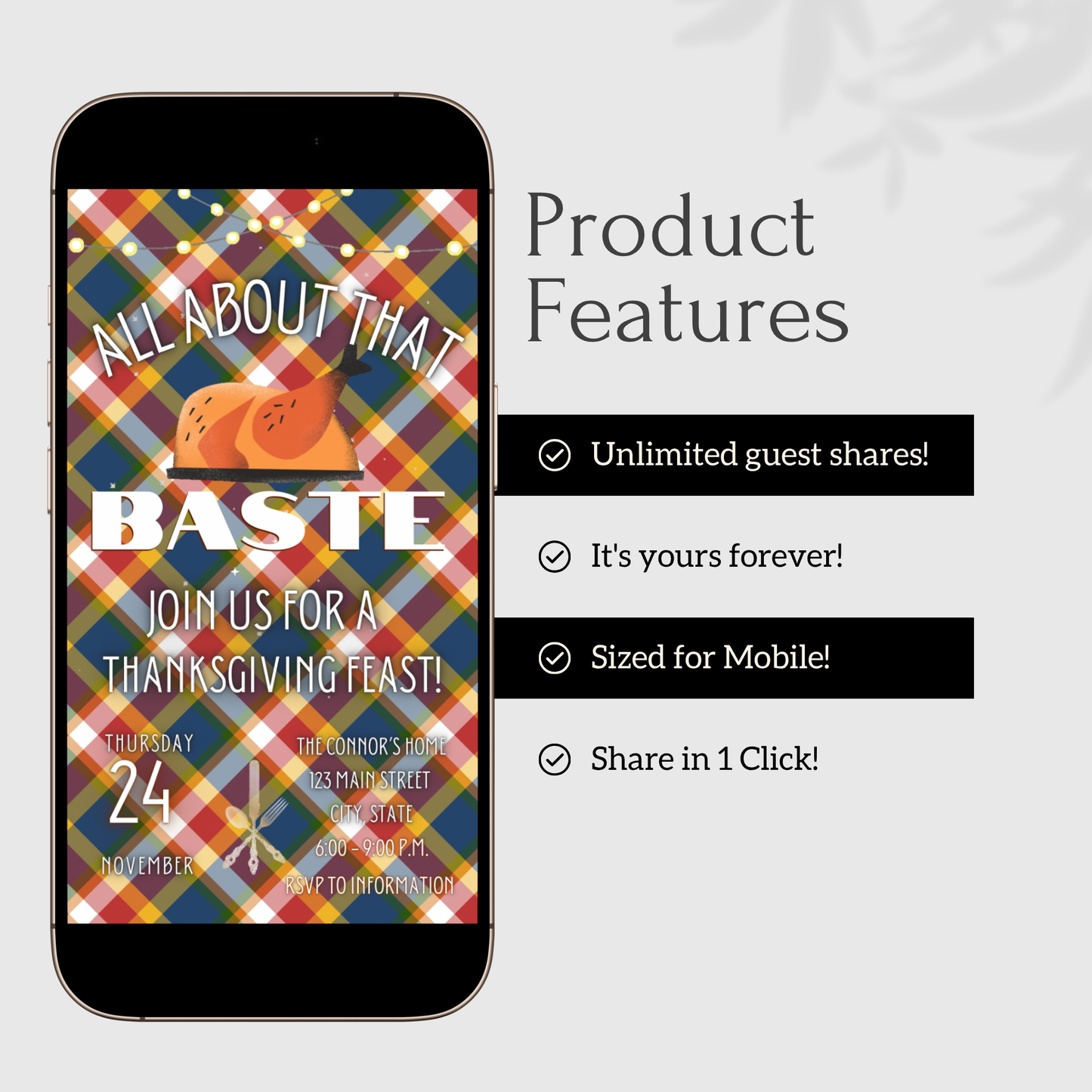 Editable Thanksgiving Video Invitation – Friendsgiving Digital Evite - All about the Baste