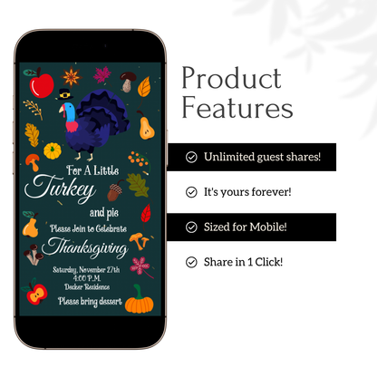 Editable Thanksgiving Video Invitation – Retro Animated Friendsgiving Digital Evite