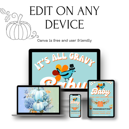Editable Thanksgiving Video Invitation – Friendsgiving Digital Evite - It’s all Gravy Baby