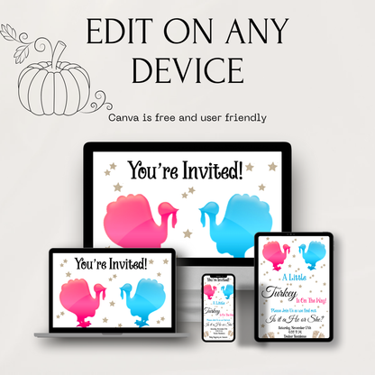 Gender Reveal Thanksgiving Video Invitation - What will the little Turkey be evite