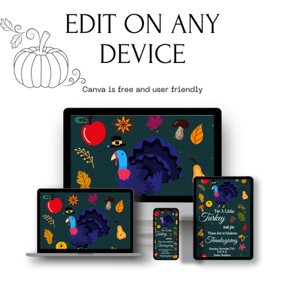 Editable Thanksgiving Video Invitation – Retro Animated Friendsgiving Digital Evite