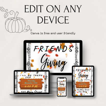 Editable Friends Thanksgiving Video Invitation – Friendsgiving Digital Evite
