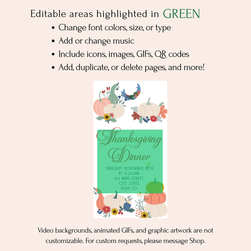 Editable Thanksgiving Video Invitation – Retro Animated Friendsgiving Digital Evite