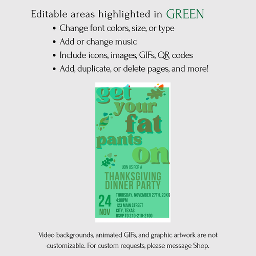 Editable Thanksgiving Video Invitation – Friendsgiving Digital Evite Funny