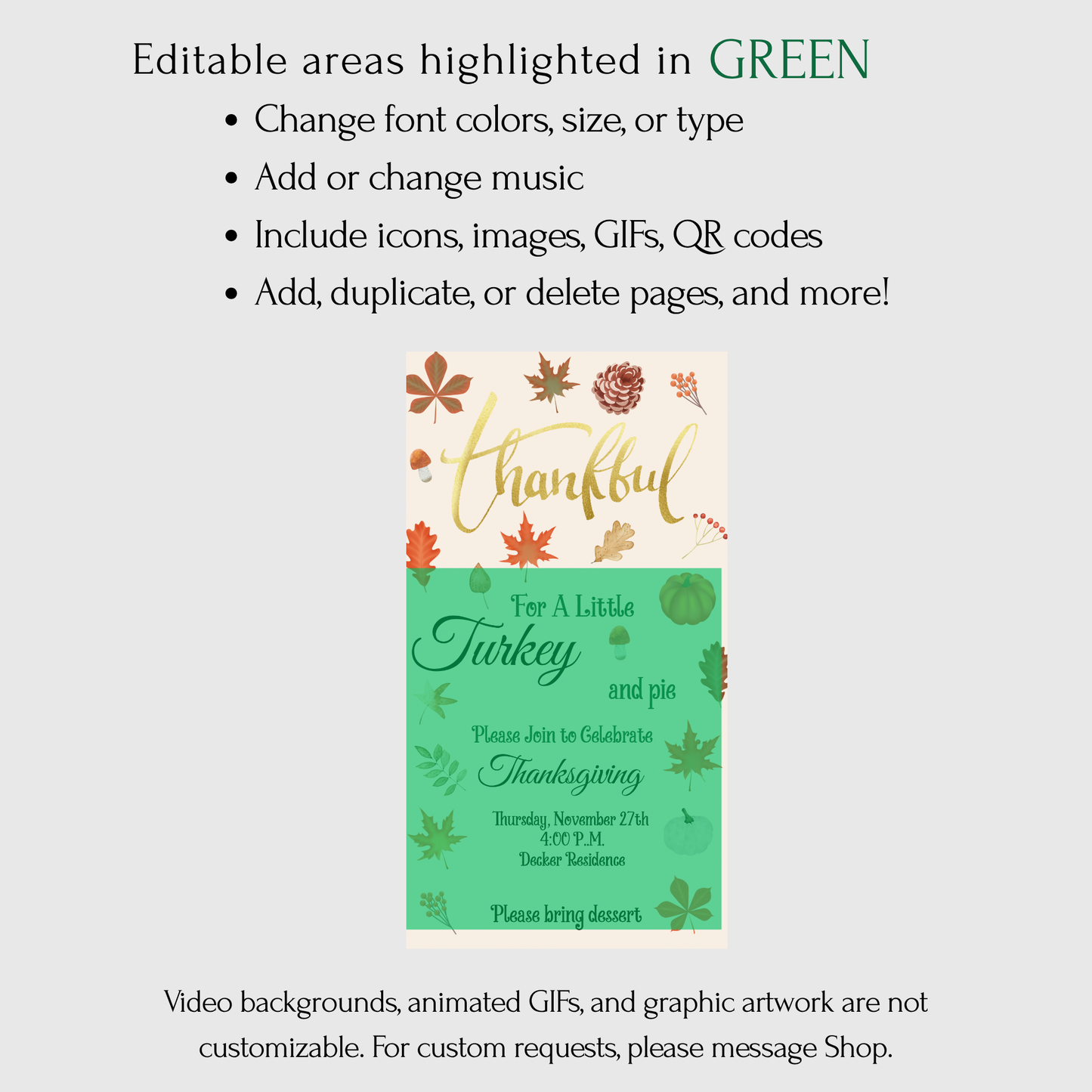 Digital Thanksgiving Video Invitation