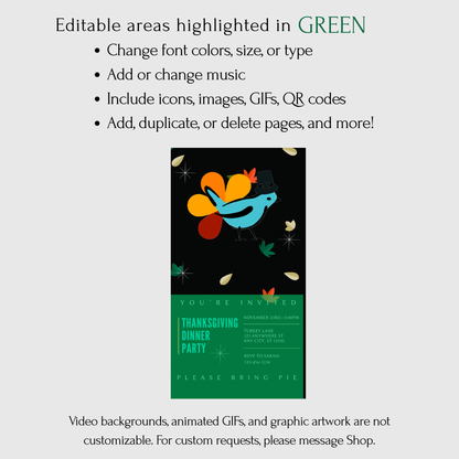 Editable Thanksgiving Video Invitation – Animated Friendsgiving Digital Evite