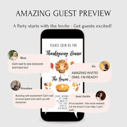 Editable Thanksgiving Video Invitation – Minimalist Animated Friendsgiving Digital Evite