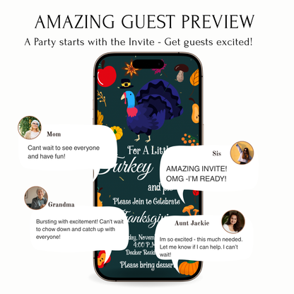 Editable Thanksgiving Video Invitation – Retro Animated Friendsgiving Digital Evite