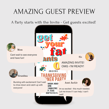 Editable Thanksgiving Video Invitation – Friendsgiving Digital Evite Funny