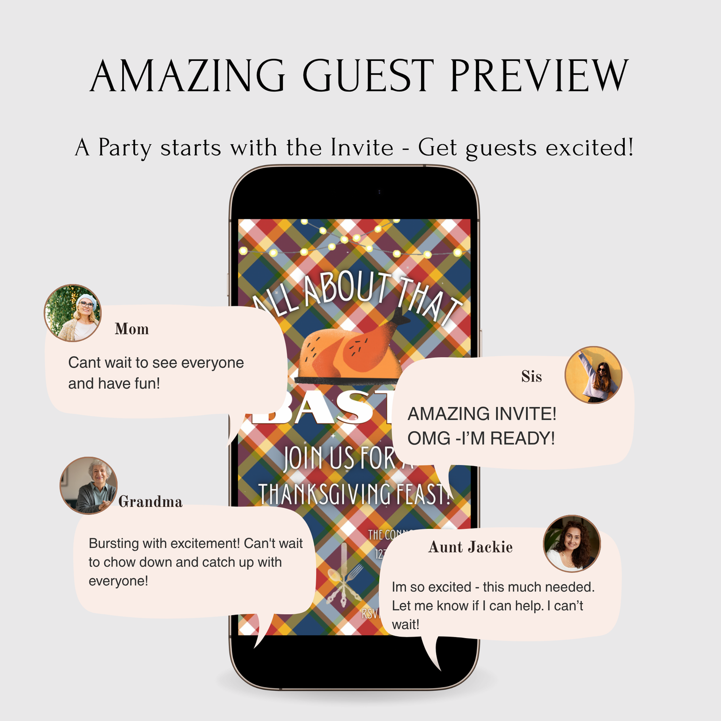 Editable Thanksgiving Video Invitation – Friendsgiving Digital Evite - All about the Baste