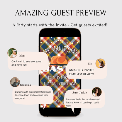 Editable Thanksgiving Video Invitation – Friendsgiving Digital Evite - All about the Baste