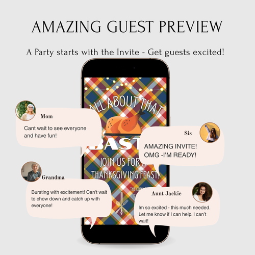 Editable Thanksgiving Video Invitation – Friendsgiving Digital Evite - All about the Baste